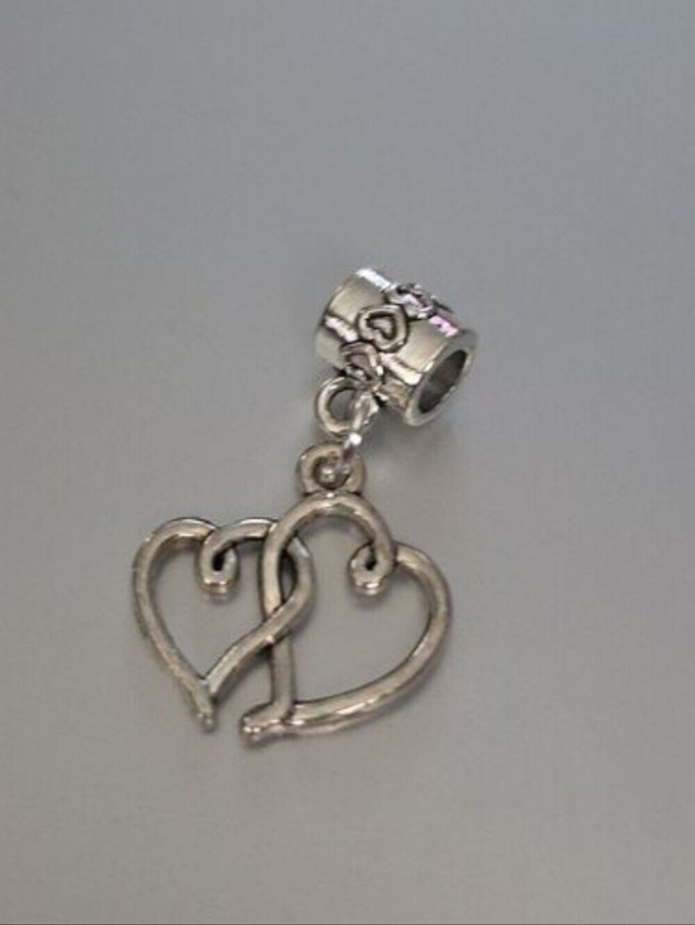 🄽🄴🅆 Double Heart  Charm for European Style Bracelets Fits Pandora